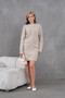 Women's Crew Neck Button Closure Jacket Skirt Two-Piece Knitwear Set - 2