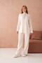 Women's Mock Neck Button Detail Slit Casual Sweater Pants Two-Piece Knitwear Set - 4