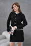 Women's Crew Neck Button Closure Jacket Skirt Two-Piece Knitwear Set - 4
