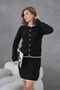 Women's Crew Neck Button Closure Jacket Skirt Two-Piece Knitwear Set