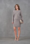 Women's Crew Neck Button Closure Jacket Skirt Two-Piece Knitwear Set - 3