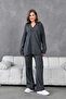 Women's V-Neck Knit Detail Oversized Sweater Pants Two-Piece Knit Set - 6