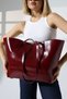 Women's Large Size Burgundy Shiny Leather Tote Bag – Shoulder Bag |   Daily & Office Combination Compatible - 6