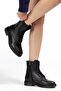 Women's Genuine Leather London Model Black Color Side Zipper Boots