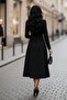 Black Elegant V-Neck Midi Dress - 2