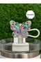 Stone Butterfly Thermos Straw Cover/Butterfly Straw Ornament/Straw Stopper/Shiny Butterfly Straw Case