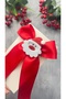 Handmade Christmas Red Ribbon Bow Santa Claus Clip-On Buckle (6cm with Metal Clip) - 7
