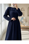Beli Drapeli Double Lace-Up Thessaloniki Long Dress -Laci - 3
