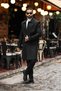 Men's Modern Fit Black Cashmere Coat with Hidden Button Detail - 3