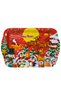 Red Metal Presentation Tray with Christmas Penguin and Santa Pattern – New Year Themed Decorative Gift Tray - 2