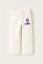 K-Pop Demon Hunters Huntrix Rumi Printed 3 Thread Girls' Ecru Wide-Leg Sweatpants – Comfortable - 2