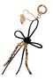 Handmade Lucky Knot Suede Drawstring Gold Detailed Bag Charm Keychain Black and Beige Color Option - 4