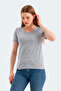 Vivek Women's V-Neck Gray T-Shirt - 4