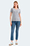 Vivek Women's V-Neck Gray T-Shirt - 8