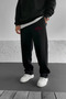 Men's Winter Baggy Fleece-Lined Boston Lettering Wide-Leg Sweatpants with Side Pockets