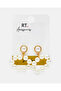 Women Gold And White Embellished Earrings - 3