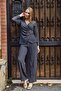 Women's Double-Breasted Collar Waist Buckle Detailed Comfortable Cut Suit Anthracite - 2