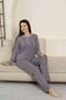 Women's Pajamas Set - Plum Daisy Patterned Long Sleeve Stretch Fabric Cotton 2881Uk - 4