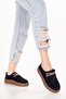 Genuine Leather Daily Comfortable Rubber Laced Casual Shoes In.610 Navy Blue Suede - 6