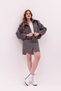 Women's Suede Oversized Jacket & Mini Skirt Set – Gray Stylish Two-Piece Set - 3