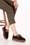 Genuine Leather Daily Comfortable Rubber Laced Casual Shoes In.610 Brown Suede - 5