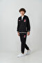 Ust Onler Süzene Embroidered Striped Ribbed Bottom Embroidered Boys' College Tracksuit Set