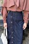Buttoned Denim Skirt Denim Blue - 3