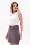 Women's Suede Oversized Gray Mini Skirt Stylish Skirt - 7