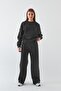 Unisex Oversized Tracksuit Set Basic Smoked – Crew Neck, Wide Legs, 3 Thread Fleece-Lined Fleece