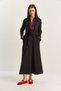 Women's Black Zippered Collar Flowy Long Dress with Mobile Belt 8593 60283630 - 2
