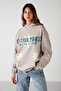 Establıshed Women's Oversized Organic Cotton Fleece Lined Hooded Mink Sweatshirt - 4