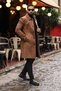 Men's Modern Fit Hidden Button Detailed Tan Cashmere Coat - 3