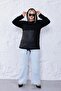 Plus Size Lace Detailed Leather Detailed Sweatshirtz - 2