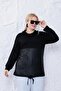 Plus Size Lace Detailed Leather Detailed Sweatshirtz - 8