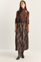 Women's Brown Shiny Wrinkle Effect Long Skirt De251110 60283839