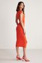 Rosalıa Women's Stretchy Flowy Sandy Fabric Bodycon Body-Hugging Midi Pomegranate Flower Dress - 5