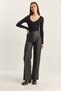 Women's Black High Waist Matte Faux Leather Palazzo Pants 2035 60282039 - 5