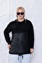 Plus Size Lace Detailed Leather Detailed Sweatshirtz - 5