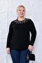 Plus Size Collar Tulle Floral Detailed Blouse - 5