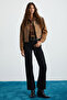 Marquesha Women's Antique Distressed Washed Balloon Sleeve Crop Cowboy Brown Jacket - 6
