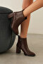 Women's Black Thick Heeled Zippered Winter Boots & Faux Leather Ankle Bootie Julian - 5