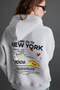 Chargelle Women's Organic Cotton Fleece-Lined Regular City Themed Printed Hooded Grimelange Sweatshirt - 2