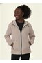 Women's Cream Water and Windproof Hooded Lightweight Daily Use Casual Raincoat Windbreaker