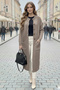 Patterned Long Knit Cardigan with Pockets R4278 Mink