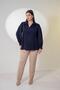 1212089 Plus Size Pleated Detail Women's Blouse Navy Blue