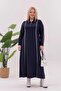 Plus Size Striped Detail Polo Neck Dress - 4