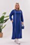 Plus Size Striped Detail Polo Neck Dress - 3