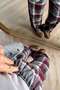 Burgundy Gray Plaid Casual Trousers - 2
