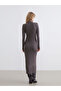Brown Flowy Collar Gathered Dress - 2