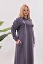 Plus Size Striped Detail Polo Neck Dress - 7